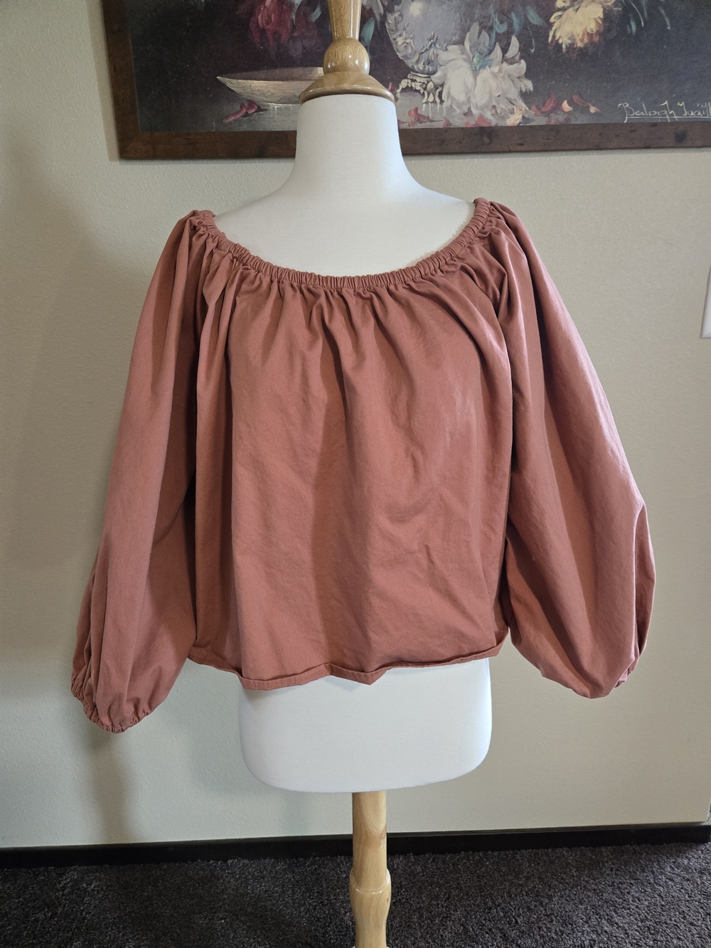 Women’s Off-Shoulder Peasant Blouse in Dusty Rose